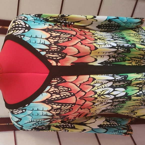 Nygard Vibrant Multi-colored V-Neck Pullover Blouse - Picture 2 of 7